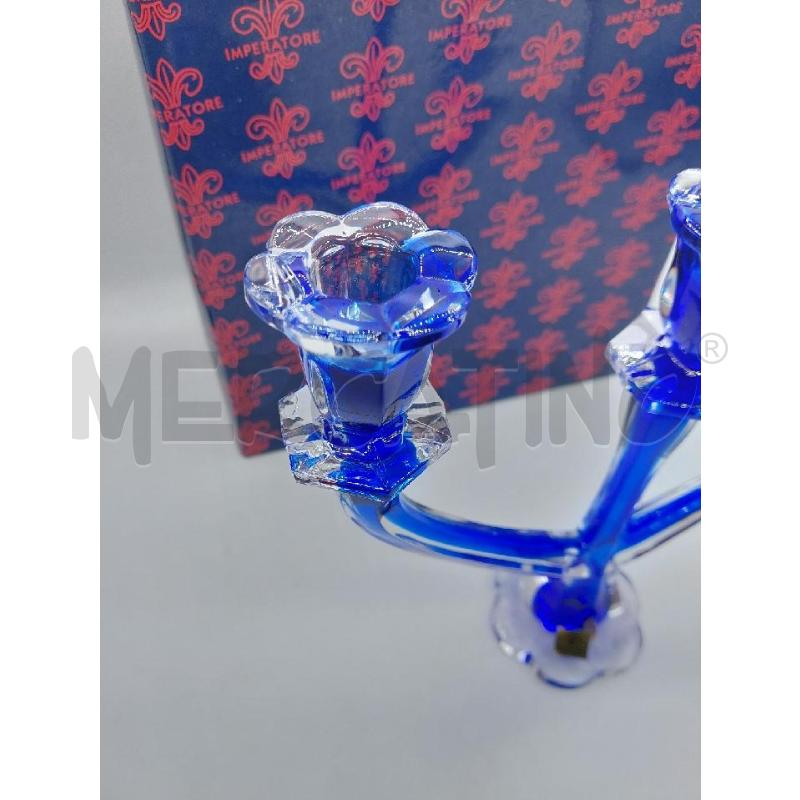 CANDELABRO CRISTALLO BLU IMPERATORE 3 CANDELE | Mercatino dell'Usato Alcamo 2
