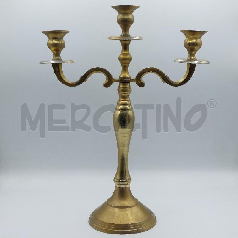 CANDELABRO METALLO 3 CANDELE DORATO | Mercatino dell'Usato Alcamo 1