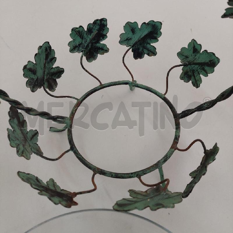 CESTINO FERRO VERDE CON FOGLIE E CIOTOLA VETRO | Mercatino dell'Usato Alcamo 3