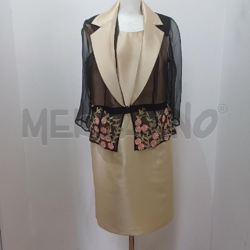 COMPLETO DONNA DORATO TUBINO+GIACCHINO NERO CON FIORI ROSA | Mercatino dell'Usato Alcamo 1