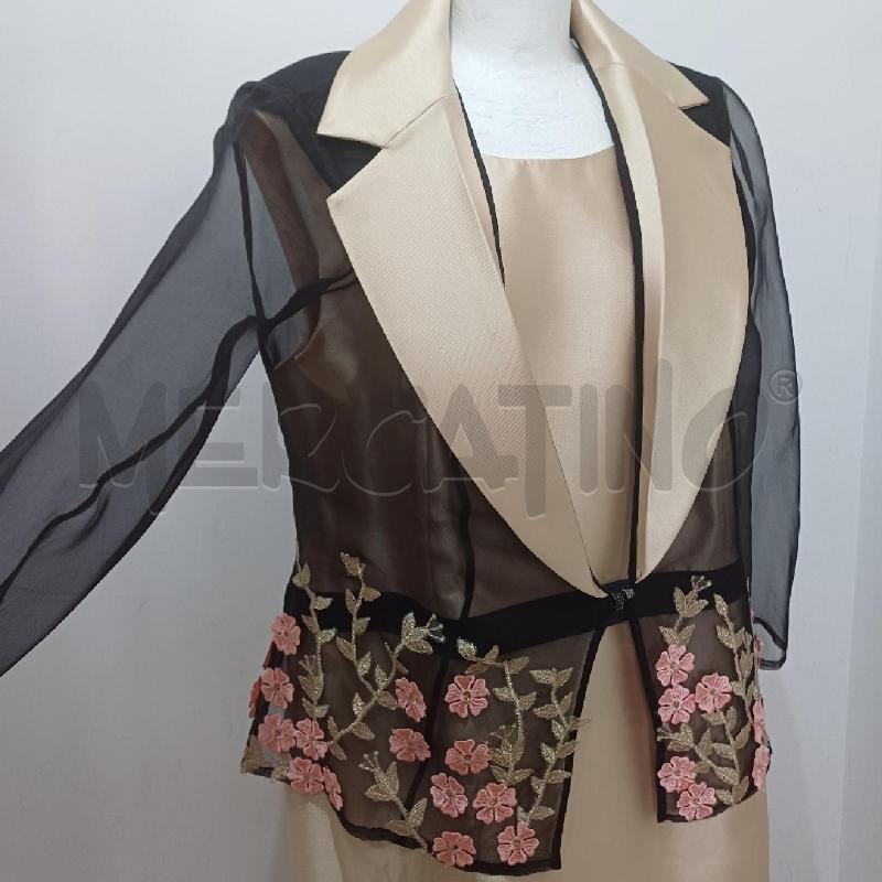 COMPLETO DONNA DORATO TUBINO+GIACCHINO NERO CON FIORI ROSA | Mercatino dell'Usato Alcamo 2
