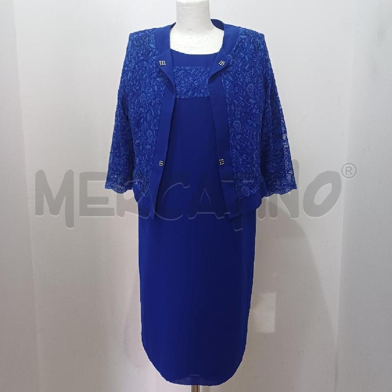 COMPLETO DONNA PZ.2 BLU ELETTRICO GIACCHINO PIZZO+TUBINO | Mercatino dell'Usato Alcamo 1