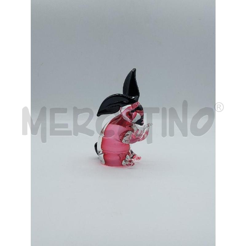 CONIGLIO MURANO FUCSIA E NERO FIRMATO | Mercatino dell'Usato Alcamo 1