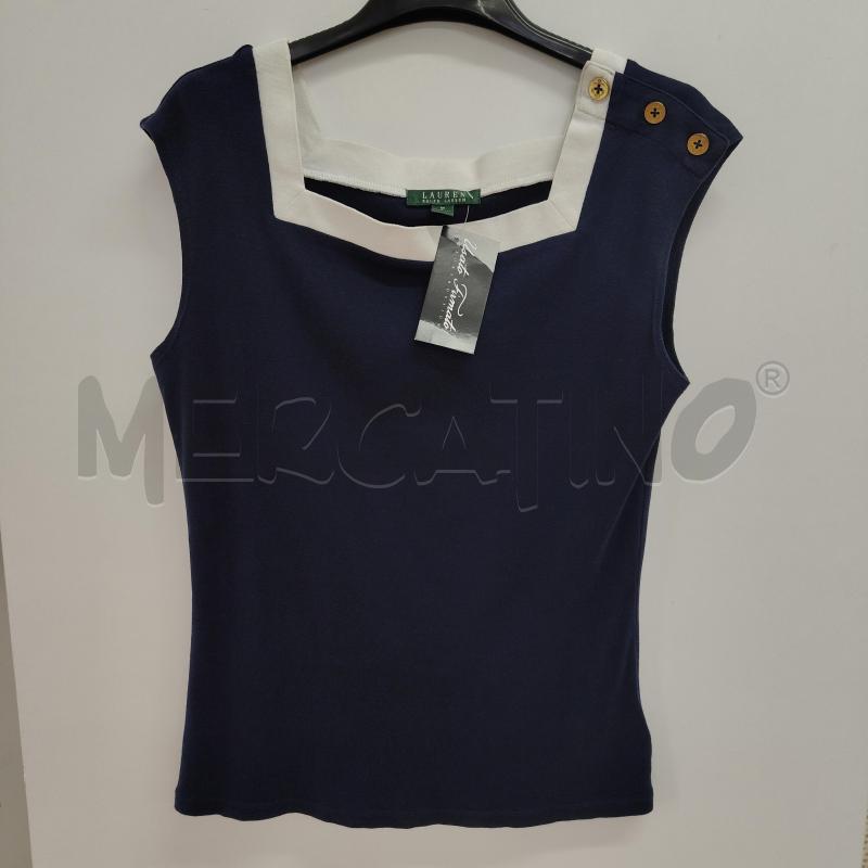 MAGLIA DONNA BLU BORDO BIANCA LAUREN RALPH LAUREN | Mercatino dell'Usato Alcamo 1