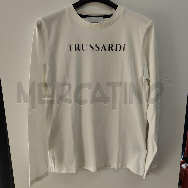 MAGLIA RAGAZZO BIANCA SCRITTA TRUSSARDI BLU | Mercatino dell'Usato Alcamo 1