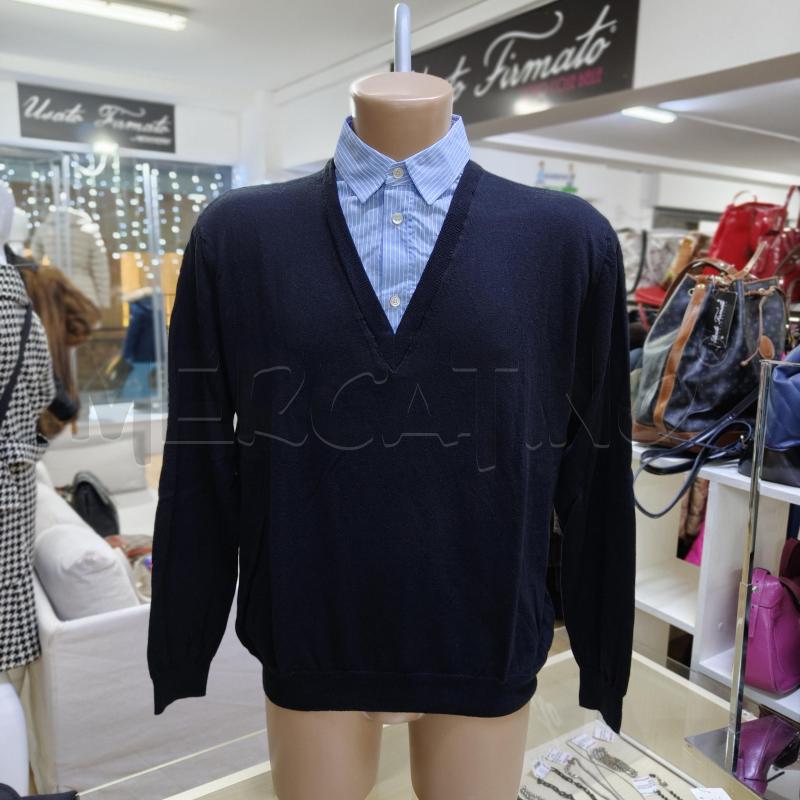 MAGLIONE UOMO NERO MOSCHINO COUTURE FINTA CAMICIA AZZURRA | Mercatino dell'Usato Alcamo 1