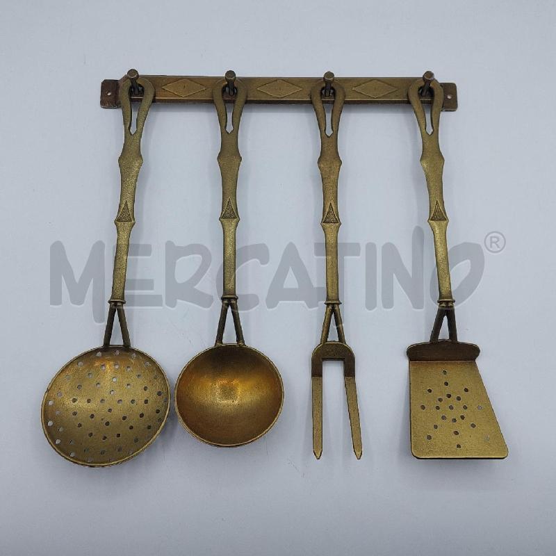 MESTOLI PZ. 4 + PORTA MESTOLI IN RAME | Mercatino dell'Usato Alcamo 1