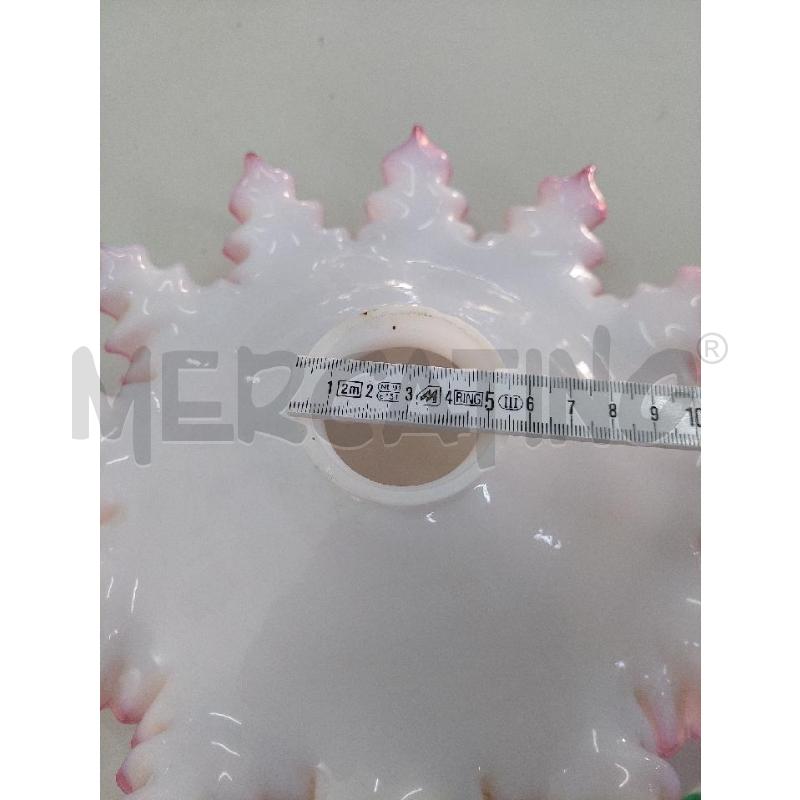 PIATTO PER LAMPADARIO VETRO BIANCO E PUNTE ROSSE | Mercatino dell'Usato Alcamo 4