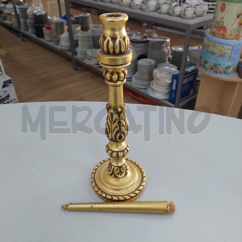 PORTA CANDELA CON CANDELA DORATO LEGNO | Mercatino dell'Usato Alcamo 1