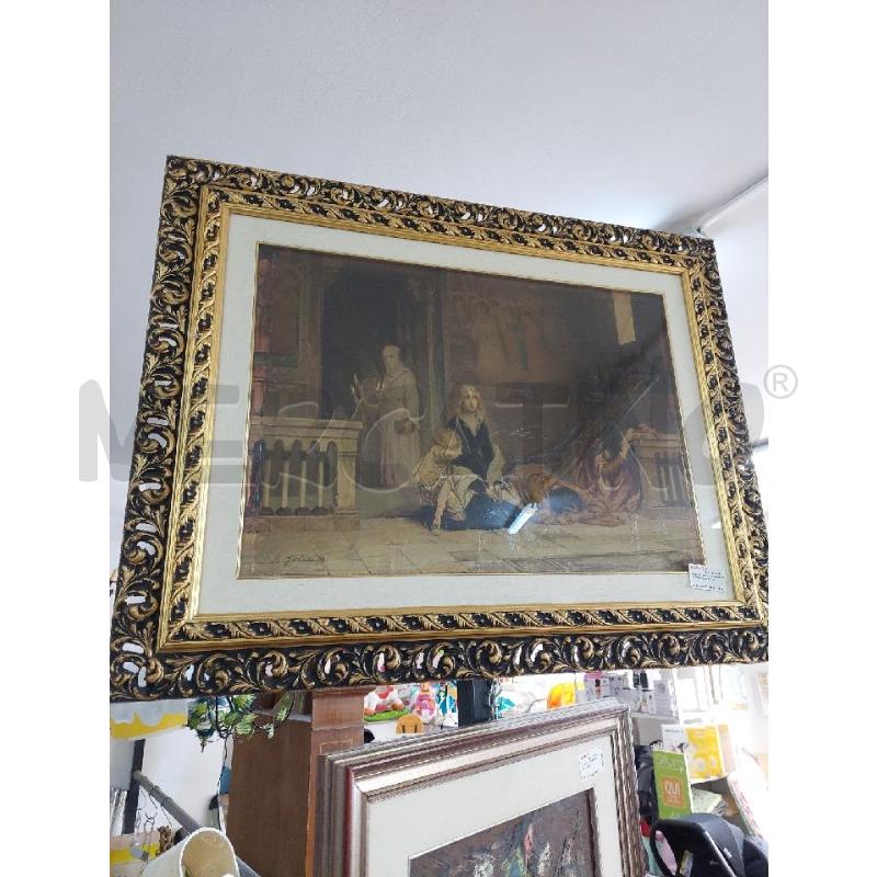 QUADRO STAMPA ANTICA BEATRICE CENCI CORNICE NERA E DORATA | Mercatino dell'Usato Alcamo 1