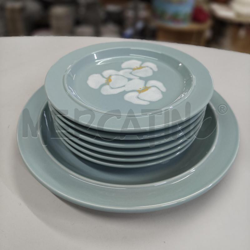 SERVIZIO DOLCE SIC PZ. 7 CELESTE POLVERE CON FIORI BIANCHI | Mercatino dell'Usato Alcamo 2