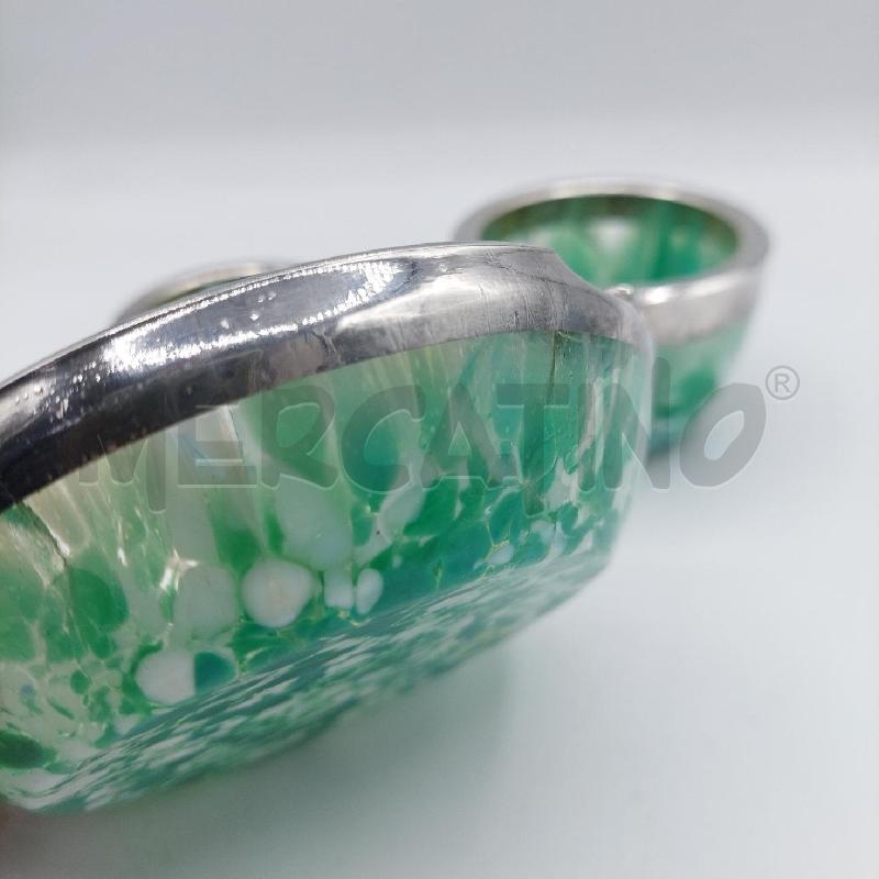 SET DA FUMO 3PZ VETRO VERDE E BORDO ARGENTATO | Mercatino dell'Usato Alcamo 3