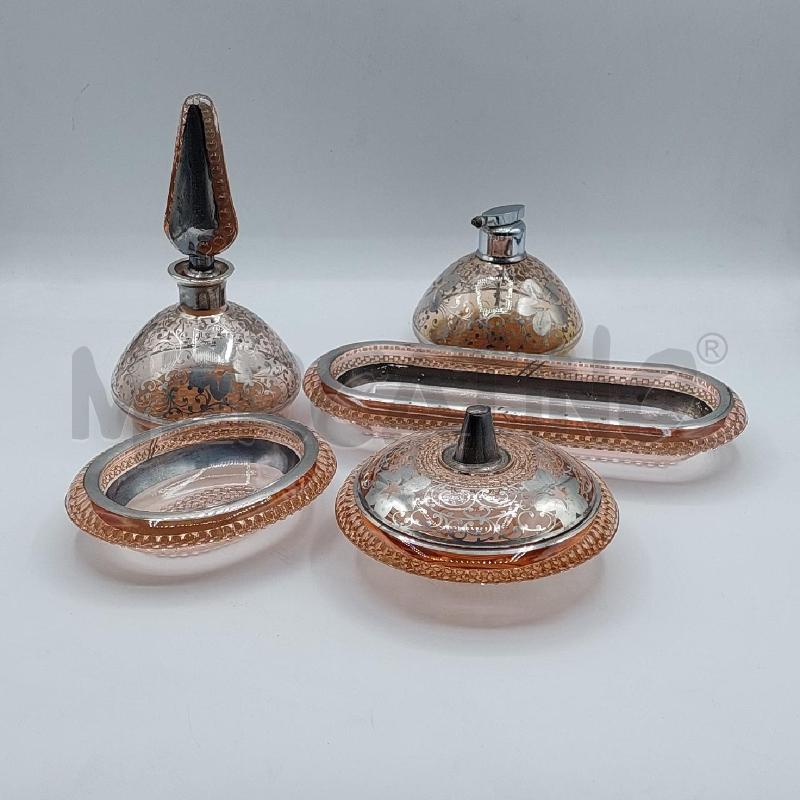 SET TOLETTA VETRO ROSATO E ARGENTATO PZ.5 | Mercatino dell'Usato Alcamo 1