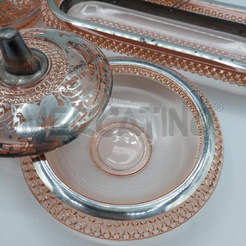 SET TOLETTA VETRO ROSATO E ARGENTATO PZ.5 | Mercatino dell'Usato Alcamo 3