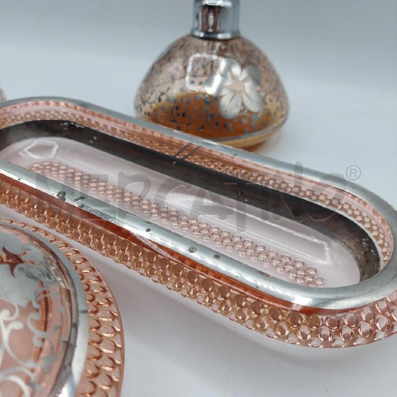 SET TOLETTA VETRO ROSATO E ARGENTATO PZ.5 | Mercatino dell'Usato Alcamo 4