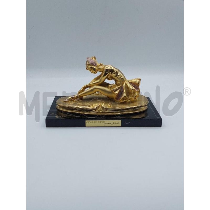 STATUETTA DANZA DEL CIGNO DORATA BASE NERA | Mercatino dell'Usato Alcamo 1