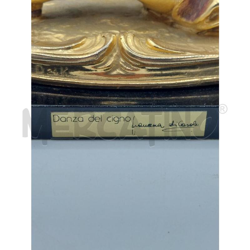 STATUETTA DANZA DEL CIGNO DORATA BASE NERA | Mercatino dell'Usato Alcamo 2