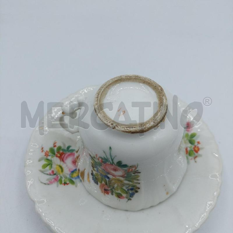 TAZZA BIANCA CON FIORI + PIATTINO | Mercatino dell'Usato Alcamo 2