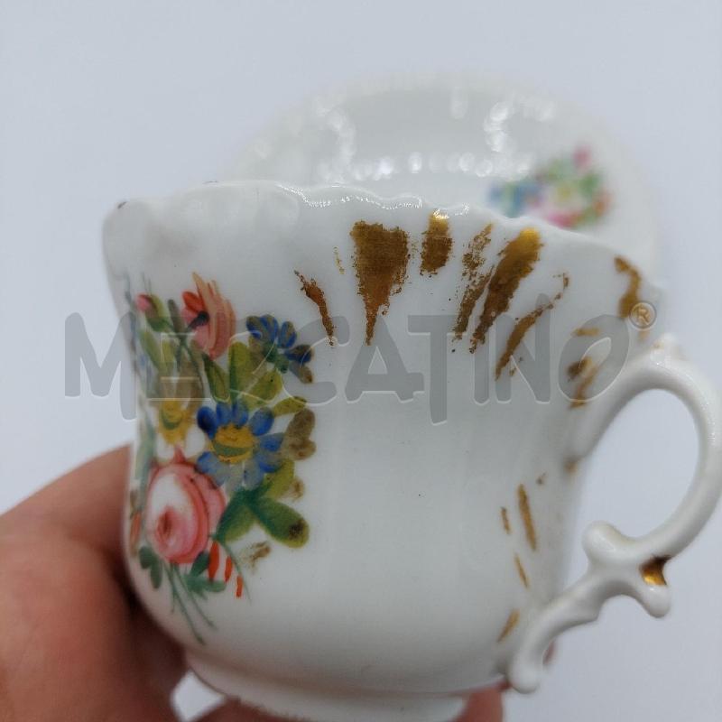 TAZZA BIANCA CON FIORI + PIATTINO | Mercatino dell'Usato Alcamo 3