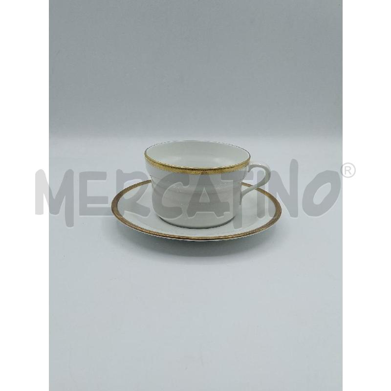TAZZA GINORI BIANCA E BORDO DORATO + PIATTINO | Mercatino dell'Usato Alcamo 1
