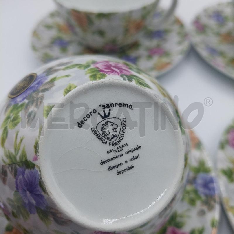 TAZZE PZ.4 DA THE CERAMICA FRANCO POZZI DECORO SANREMO + PIATTINO MOTIVO FLOREALE | Mercatino dell'Usato Alcamo 2