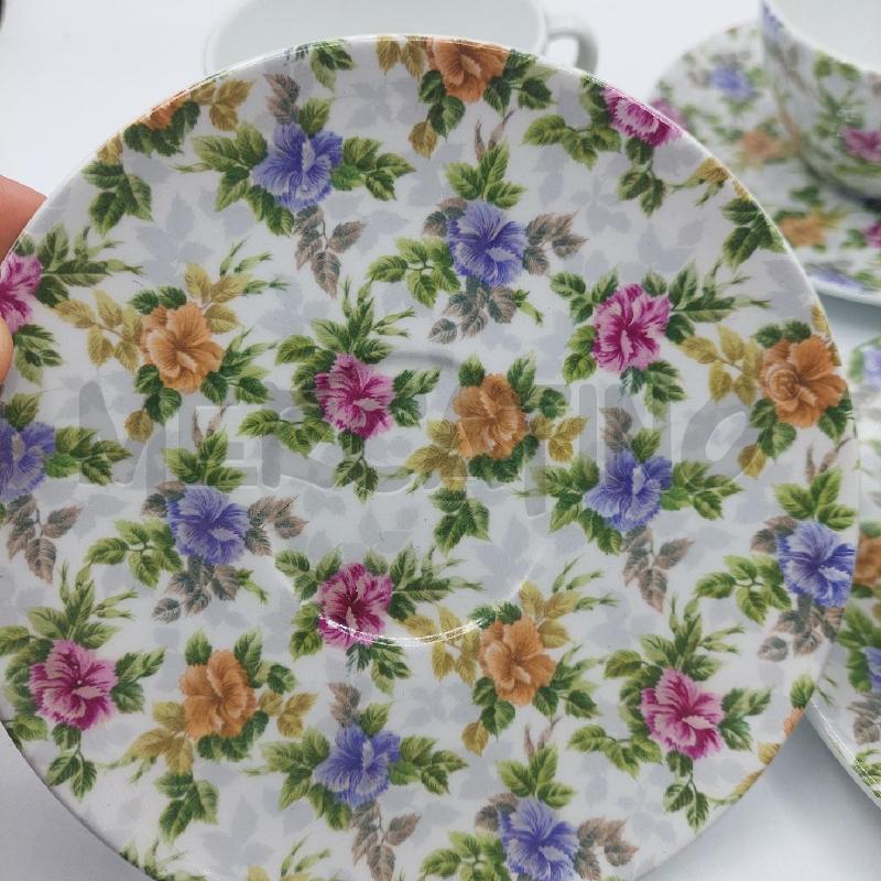 TAZZE PZ.4 DA THE CERAMICA FRANCO POZZI DECORO SANREMO + PIATTINO MOTIVO FLOREALE | Mercatino dell'Usato Alcamo 3