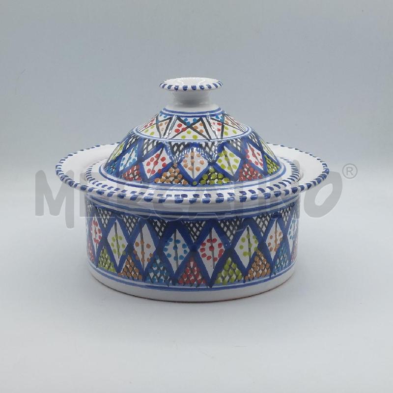 TEGAME CERAMICA CON COPERCHIO BIANCO BLU A FANTASIA | Mercatino dell'Usato Alcamo 1