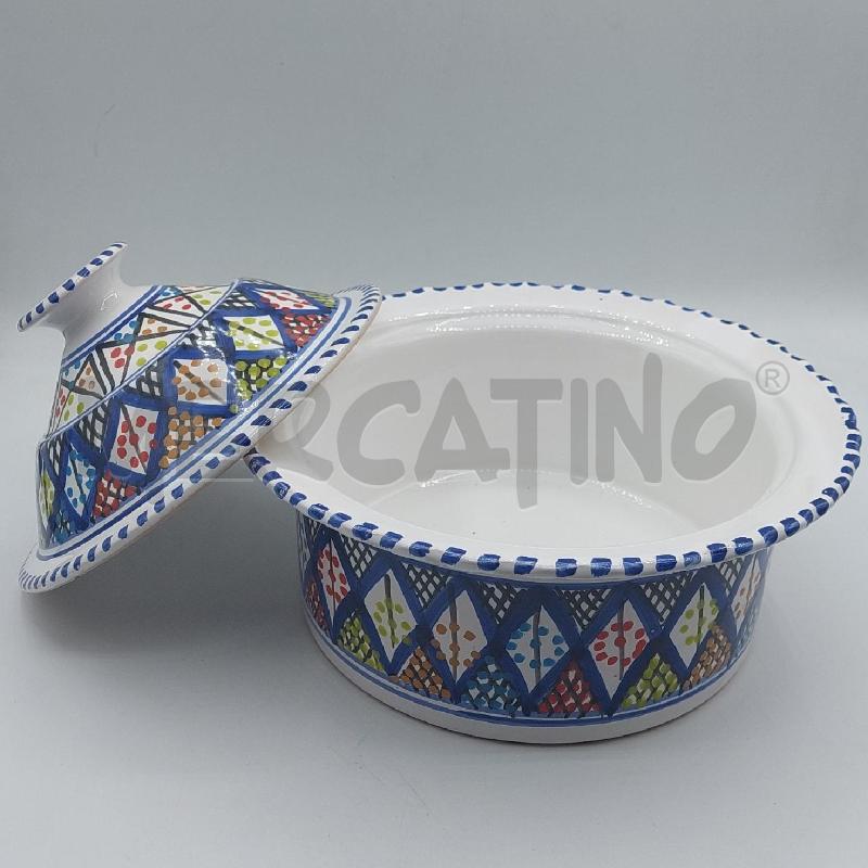 TEGAME CERAMICA CON COPERCHIO BIANCO BLU A FANTASIA | Mercatino dell'Usato Alcamo 3