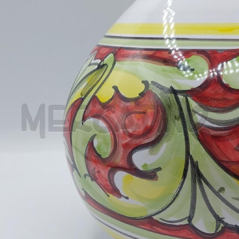 VASO CERAMICA BIANCO ROSSO E VERDE BOMBATO COLLO LUNGO E STRETTO | Mercatino dell'Usato Alcamo 2