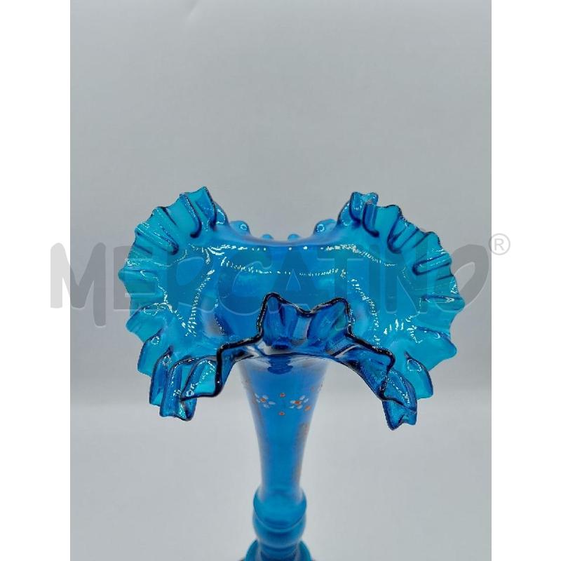 VASO VETRO BLU CON DECORO - PARTE ROTTA | Mercatino dell'Usato Alcamo 2