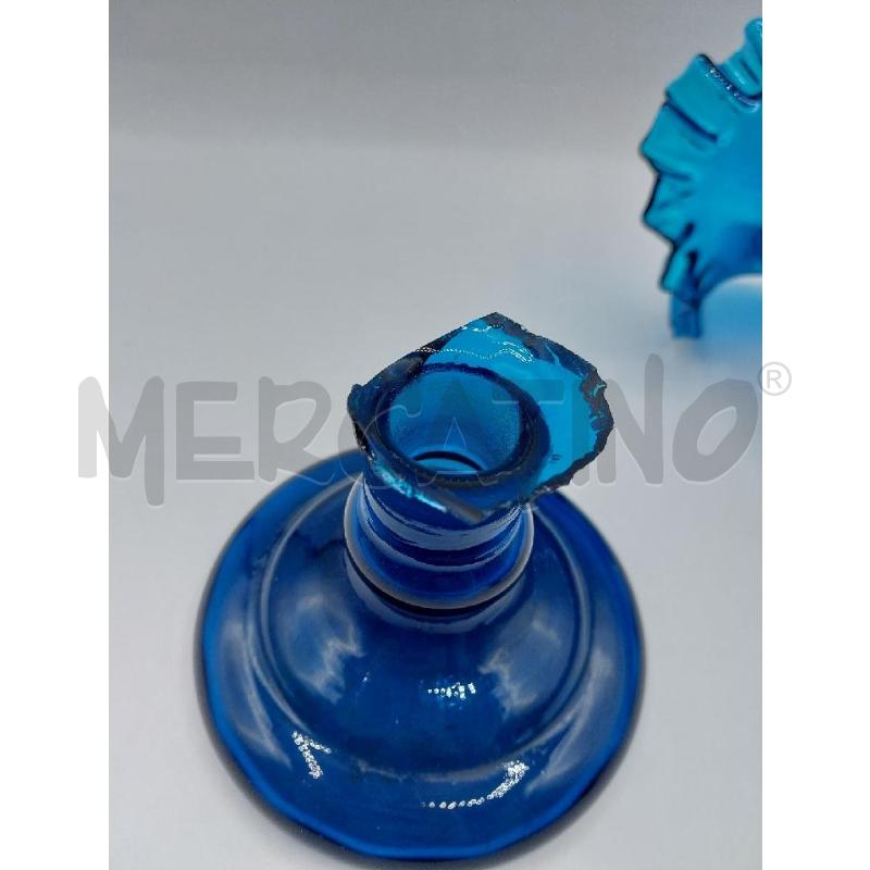 VASO VETRO BLU CON DECORO - PARTE ROTTA | Mercatino dell'Usato Alcamo 3