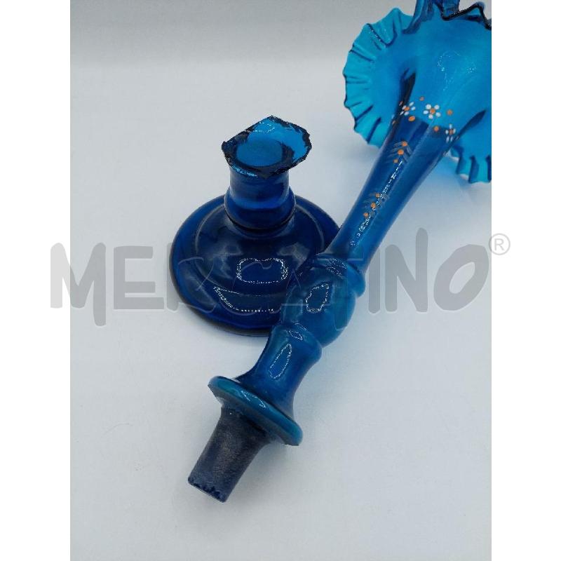 VASO VETRO BLU CON DECORO - PARTE ROTTA | Mercatino dell'Usato Alcamo 4