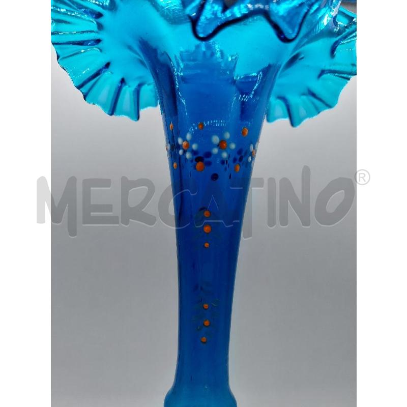 VASO VETRO BLU CON DECORO - PARTE ROTTA | Mercatino dell'Usato Alcamo 5