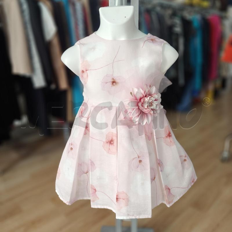 VESTITO BAMBINA ROSA CON FIORE IN CINTA | Mercatino dell'Usato Alcamo 1