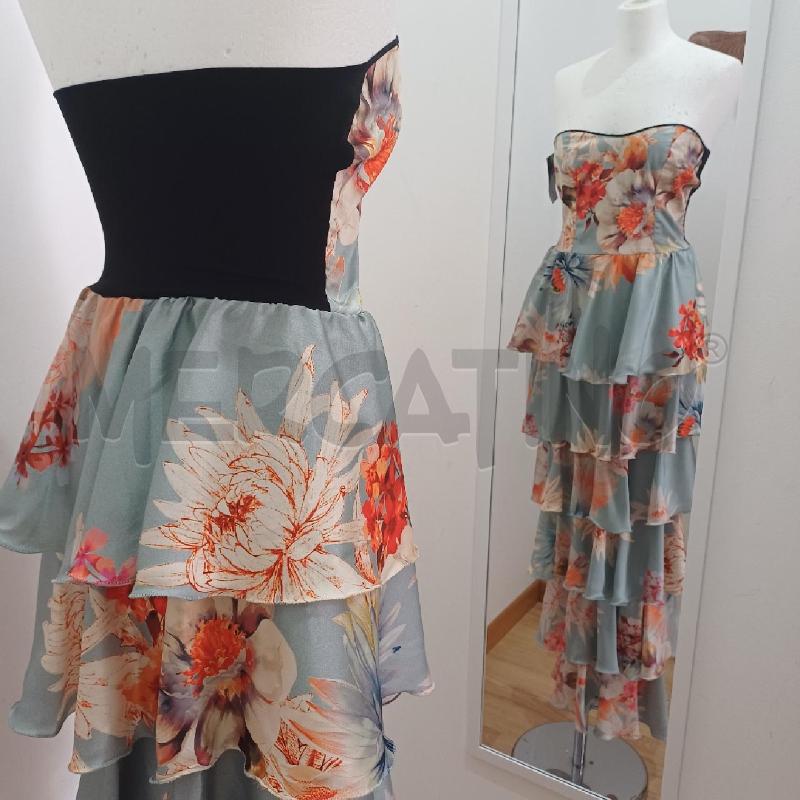 VESTITO D.LUNGO A BALZE FANTASIA GRIGIO A FIORI | Mercatino dell'Usato Alcamo 4