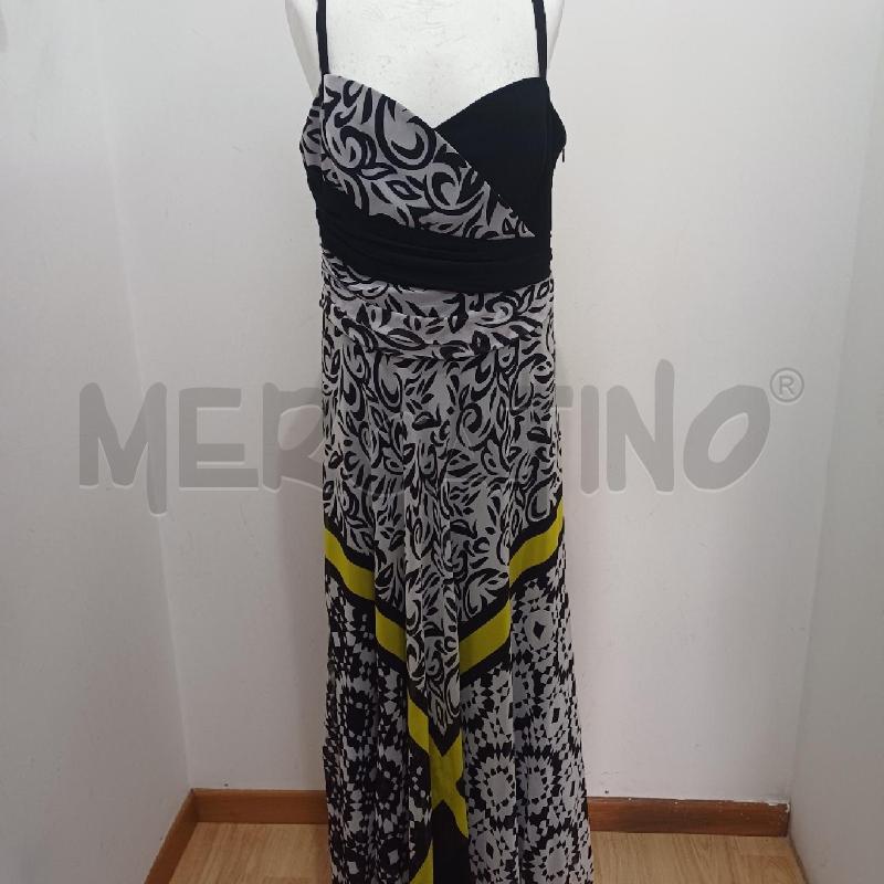 VESTITO DONNA BIANCO NERO GIALLO FANTASIA LUNGO CHIARA BRUNI | Mercatino dell'Usato Alcamo 1
