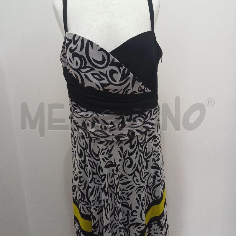 VESTITO DONNA BIANCO NERO GIALLO FANTASIA LUNGO CHIARA BRUNI | Mercatino dell'Usato Alcamo 2