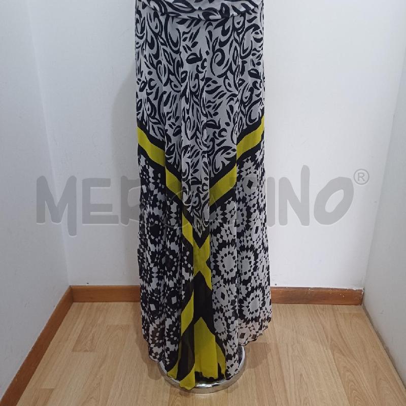 VESTITO DONNA BIANCO NERO GIALLO FANTASIA LUNGO CHIARA BRUNI | Mercatino dell'Usato Alcamo 3