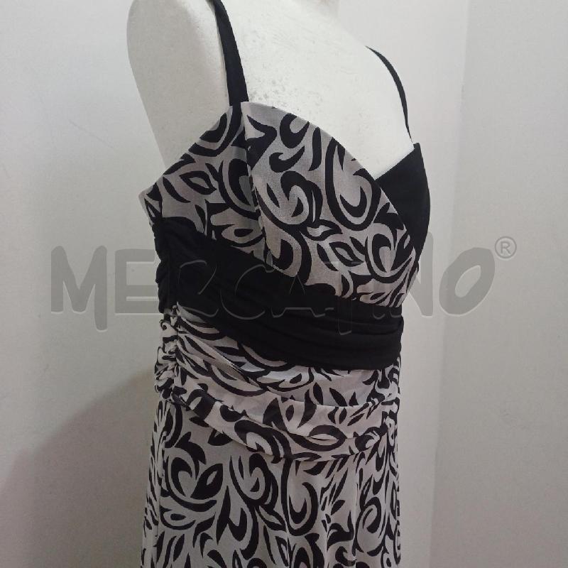 VESTITO DONNA BIANCO NERO GIALLO FANTASIA LUNGO CHIARA BRUNI | Mercatino dell'Usato Alcamo 4