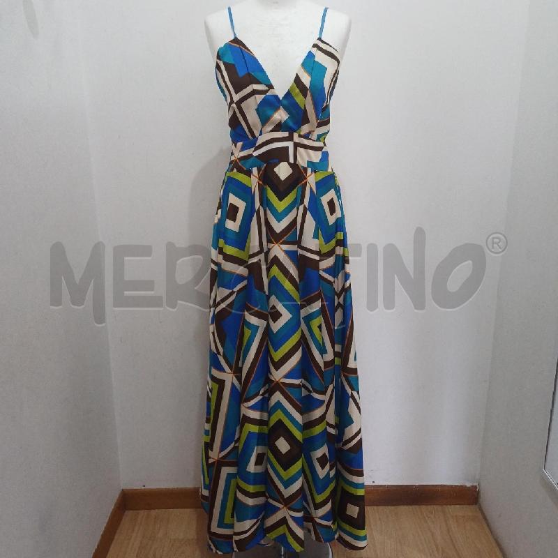 VESTITO DONNA BLU ELETTRICO VERDE FANTASIA AKE | Mercatino dell'Usato Alcamo 1
