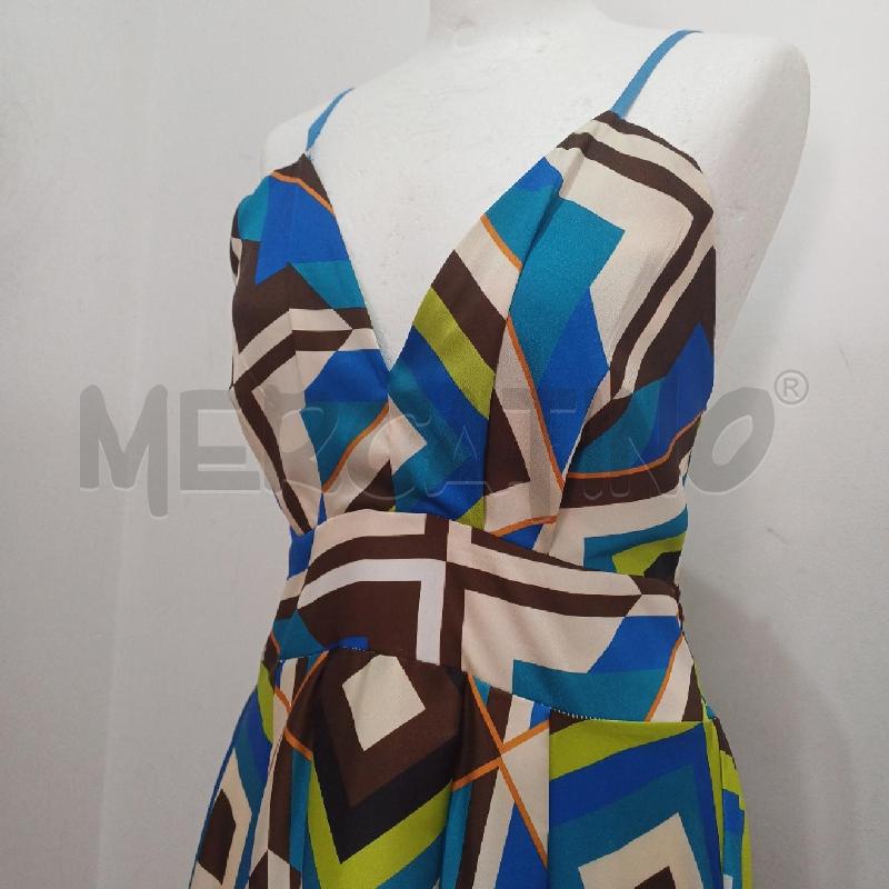 VESTITO DONNA BLU ELETTRICO VERDE FANTASIA AKE | Mercatino dell'Usato Alcamo 3