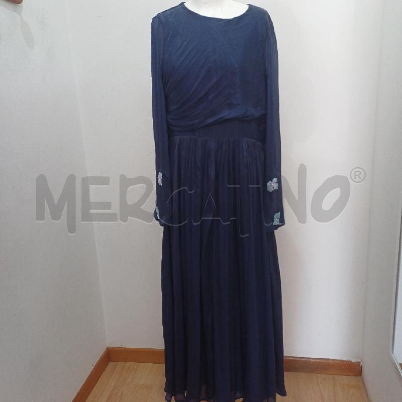 VESTITO DONNA BLU LUNGO MANICHE FIORI BIANCHI OVER | Mercatino dell'Usato Alcamo 1