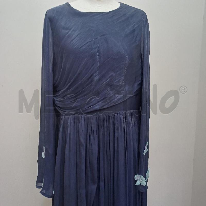 VESTITO DONNA BLU LUNGO MANICHE FIORI BIANCHI OVER | Mercatino dell'Usato Alcamo 4