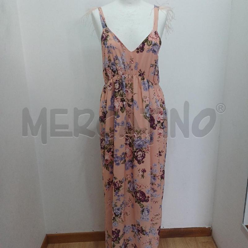 VESTITO DONNA ELEGANTE ROSA FIORI FANTASIA AKE PIUME | Mercatino dell'Usato Alcamo 1