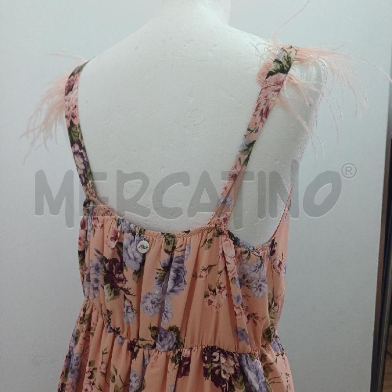 VESTITO DONNA ELEGANTE ROSA FIORI FANTASIA AKE PIUME | Mercatino dell'Usato Alcamo 3