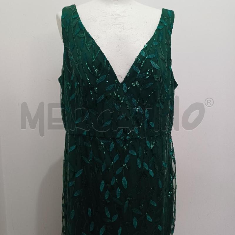 VESTITO DONNA ELEGANTE VERDE FOGLIE PAILLETTES | Mercatino dell'Usato Alcamo 2