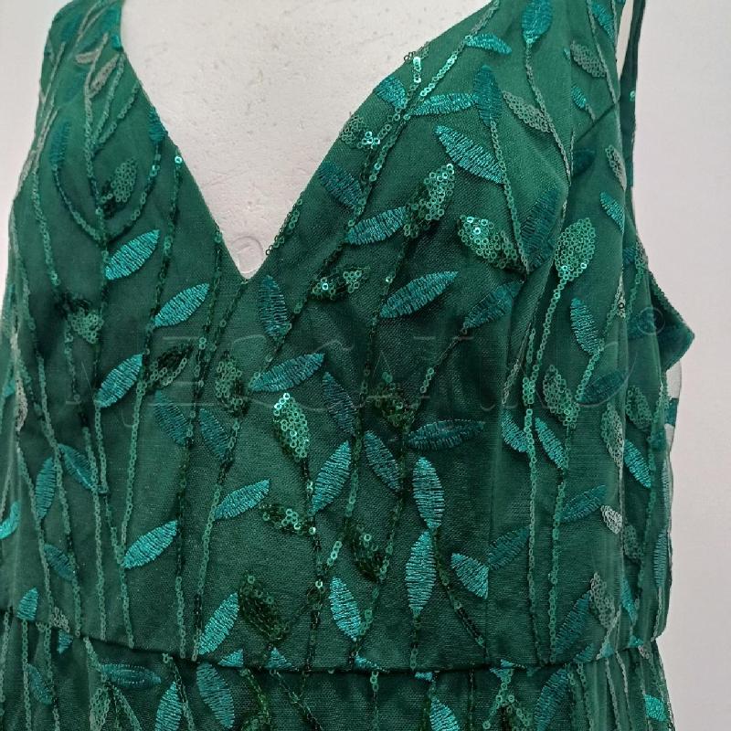VESTITO DONNA ELEGANTE VERDE FOGLIE PAILLETTES | Mercatino dell'Usato Alcamo 3