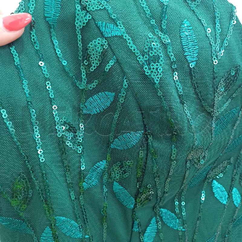 VESTITO DONNA ELEGANTE VERDE FOGLIE PAILLETTES | Mercatino dell'Usato Alcamo 4