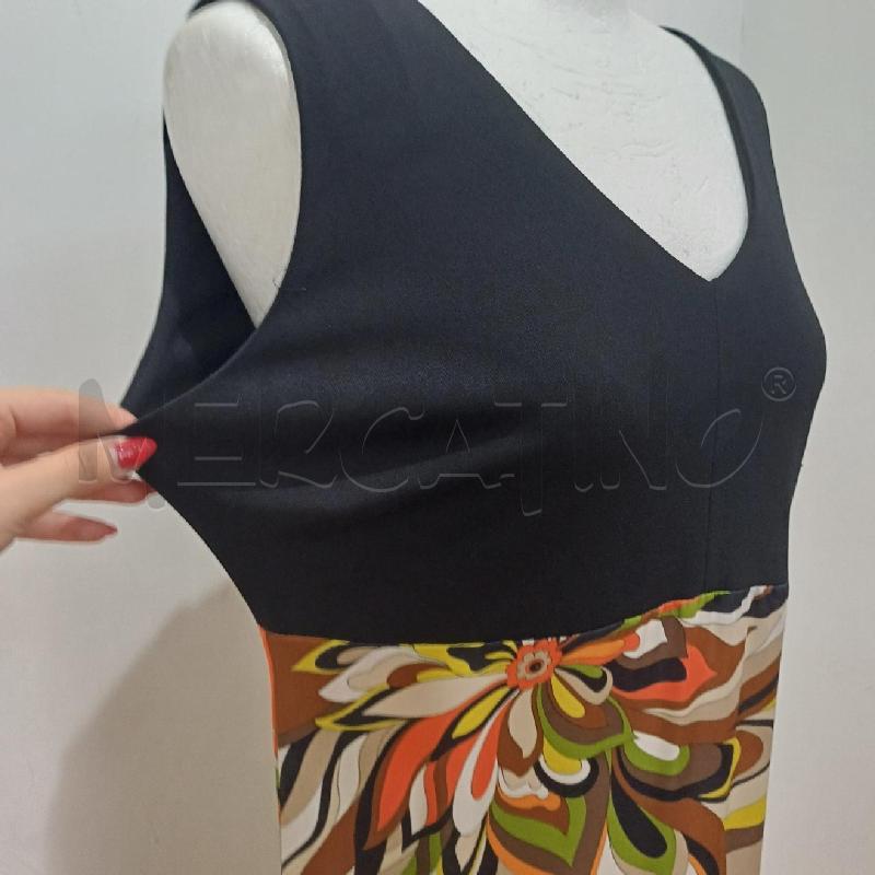 VESTITO DONNA NERO CANNELLA LUNGO SOTTO FANTASIA PANNA VERDE ARANCIO | Mercatino dell'Usato Alcamo 4