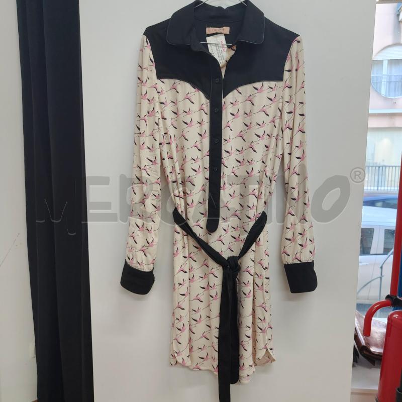 VESTITO DONNA ROSA FENICOTTERI COLLETTO NERO | Mercatino dell'Usato Alcamo 1